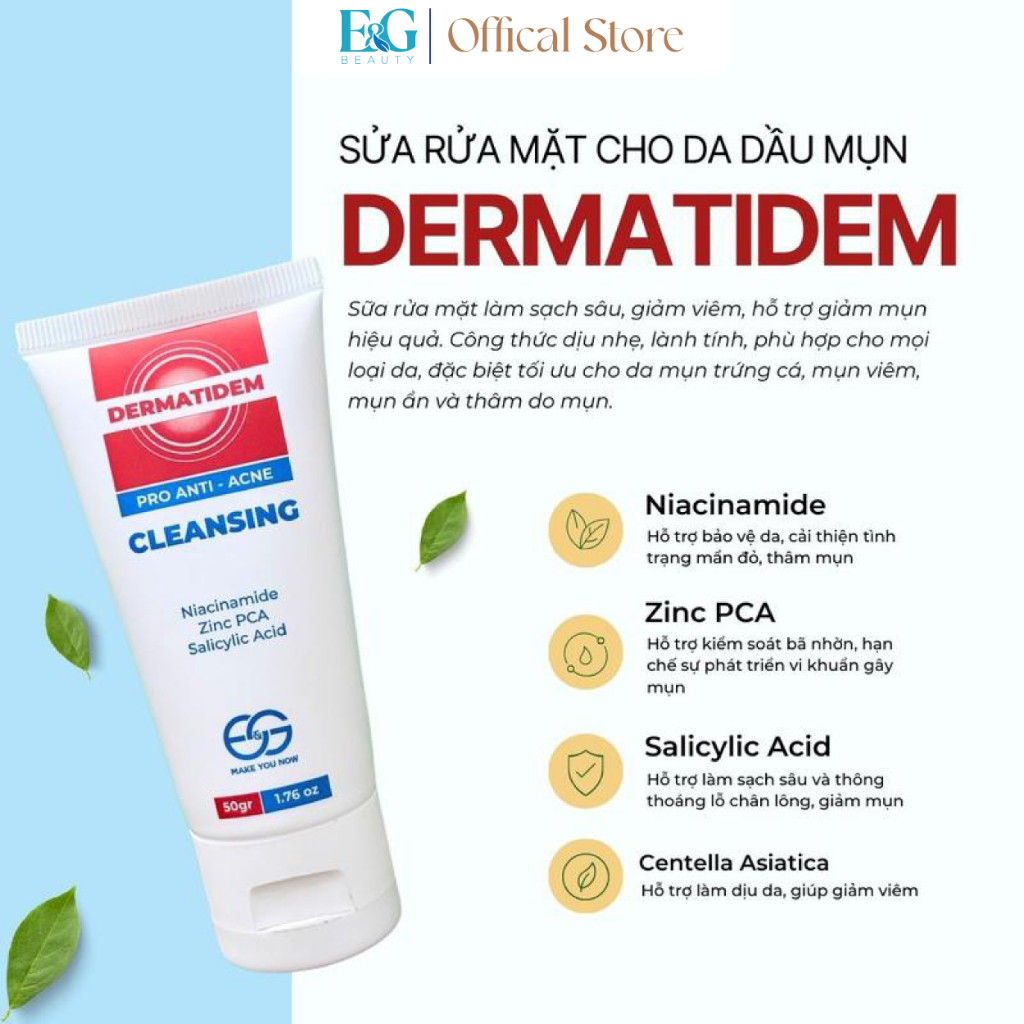 Combo Sữa rửa mặt Dermatidem và Gel Chấm mụn, Giảm mụn mờ thâm Dermatidem Extra cho da nhạy cảm | BigBuy360 - bigbuy360.vn