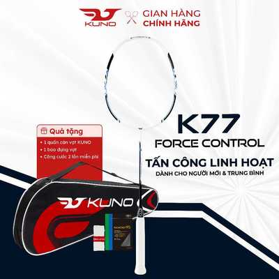 Vợt Cầu Lông KUNO K77F Force Control Full Carbon 4U Trợ Lực Tốt - Thiên Công Mạnh Mẽ, Dễ Điều Khiển, Căng Sẵn 10.5kg