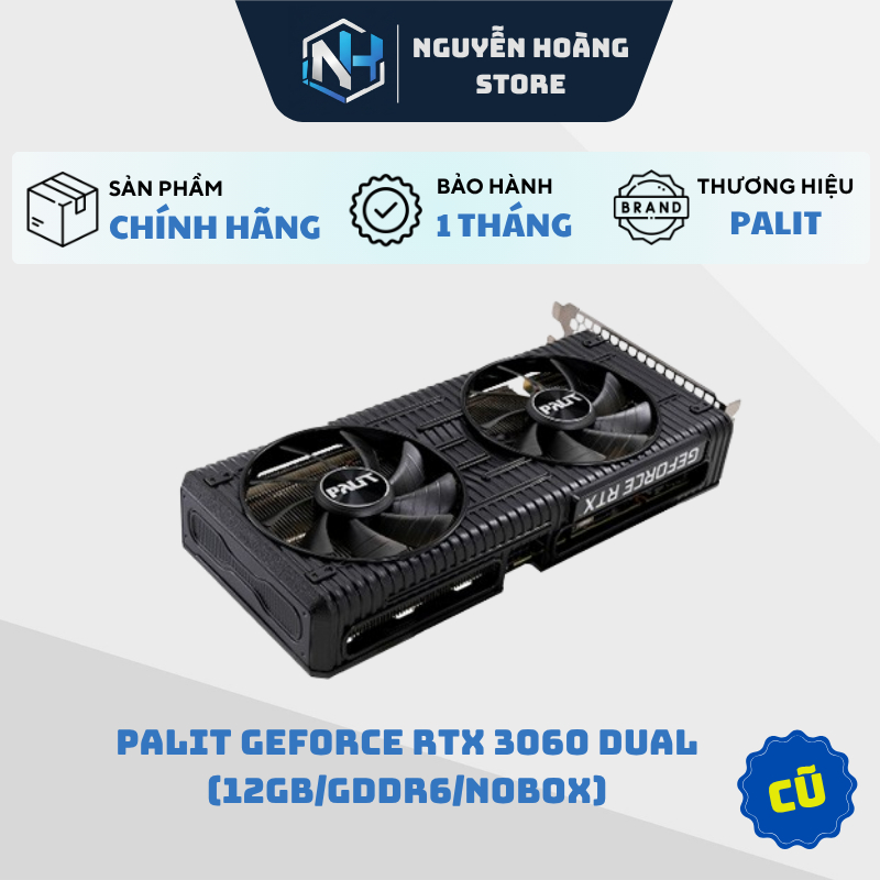 VGA card màn hình Palit GeForce RTX 3060 Dual 12GB Cũ