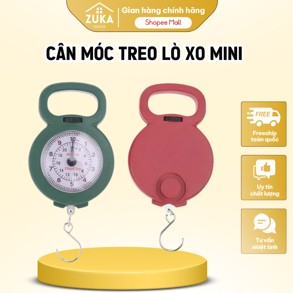 Cân Móc Treo Lò Xo Mini 7HAH 10kg Cầm Tay Nhỏ Gọn Cân Hành Lý Đi Chợ Có Bảo Hành