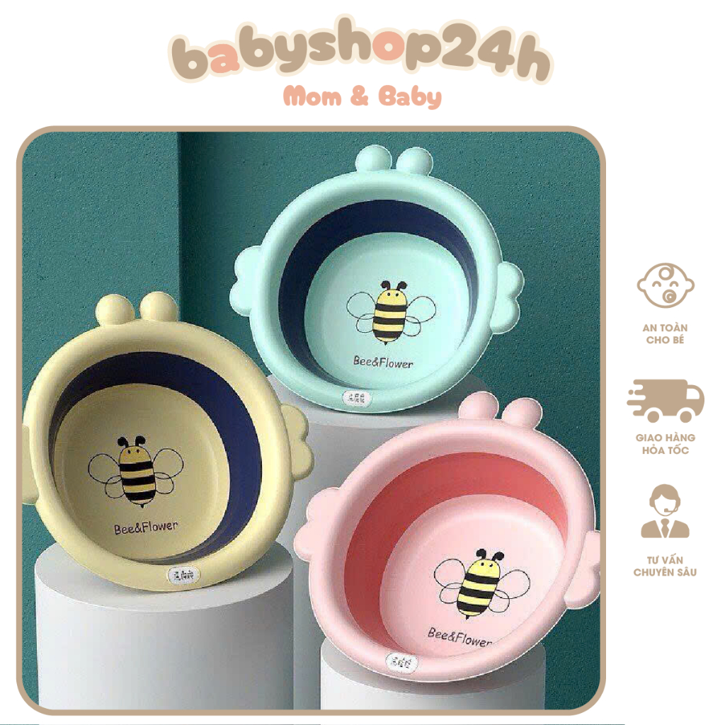Chậu Rửa Mặt Gấp Gọn  Chú Ong Siêu Cute Tiện Dụng Cho Bé