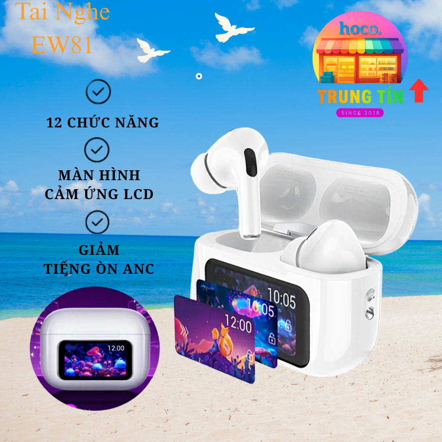 [ Hàng Chính Hãng] Tai Nghe Hoco EW81 Màn Hình Cảm Ứng LCD, Âm Thanh Sống Động,Giảm Tiếng Ồn ANC, BH