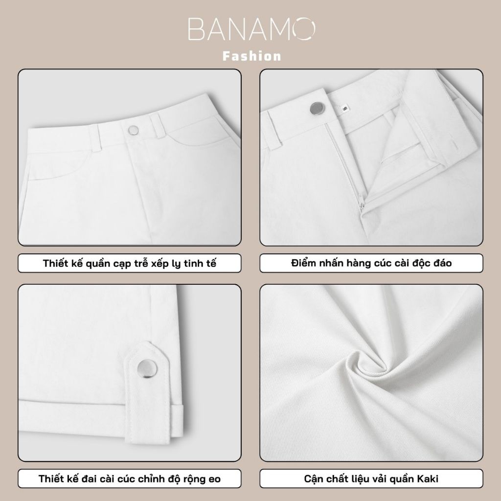 Quần short nữ BIGSIZE Banamo Fashion quần kaki cạp cao gập gấu đính khuy trẻ trung tôn dáng dễ phối đồ 681 | BigBuy360 - bigbuy360.vn