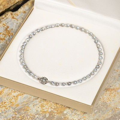 Chuỗi Ngọc Trai Akoy.a Màu Xám Hạt Trai Dị Nhỏ 7ly Dài 45cm - Ngọc Trai Trường Thịnh