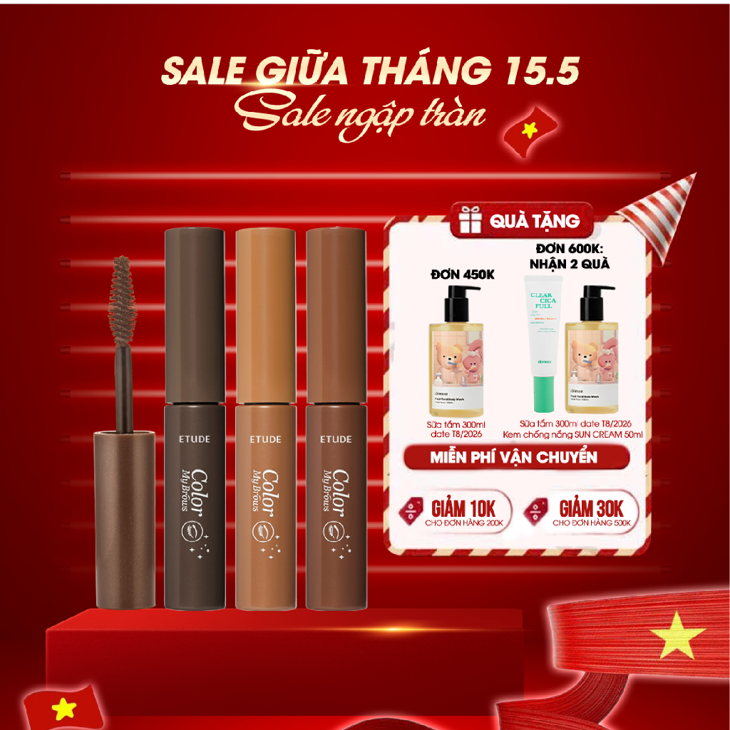 Mascara Chân Mày Etude House Giữ màu tự nhiên | Dễ dùng, không lem - Etude House Color My Brows 4.5g