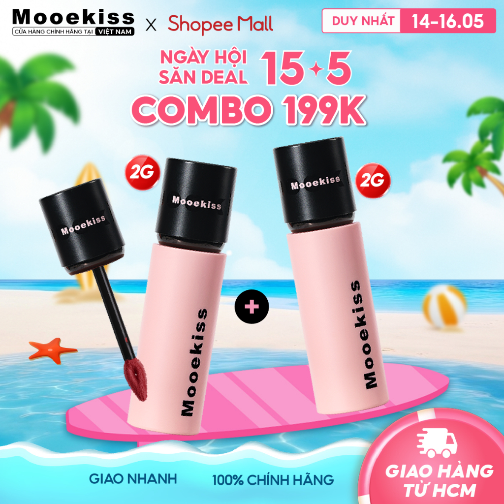 [LIVE] Combo Son lì Mooekiss Lip Creamy Matte giúp tăng tone màu da, dịu nhẹ và dễ sử dụng V01 2gx2