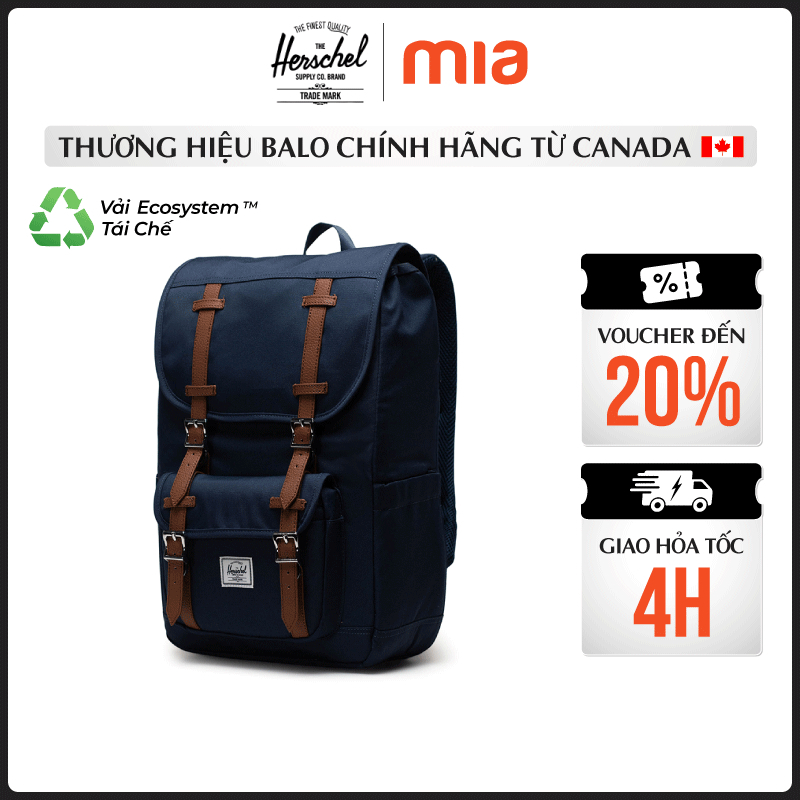 Balo Herschel Little America TM Mid-Volume - Balo Laptop Nam Nữ 13/14 Inch, Vải EcoSystem Tái Chế, B