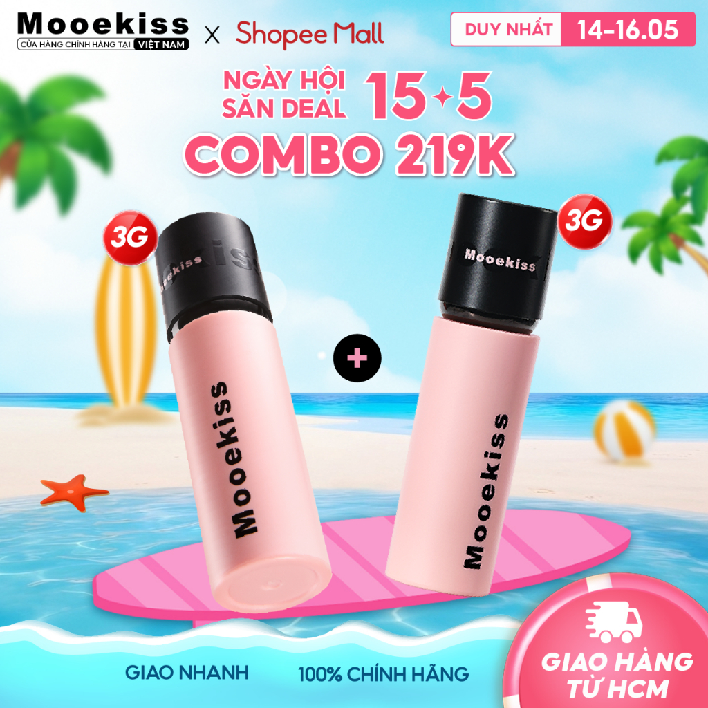 [KOL] Combo Son Môi Lì Mooekiss Giúp Giảm Tình Trạng Môi Xỉn Màu Phù hợp Với Tone da Vàng Làm Sáng Tone Da 3gx2 V01