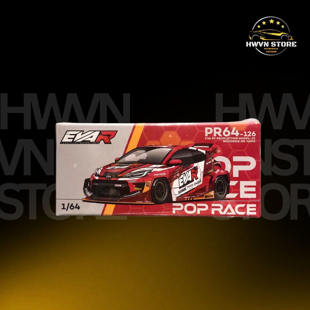 Xe mô hình Poprace Eva RT Production Model-02 Goodride GR Yaris màu đỏ ( PR640126-BOX)