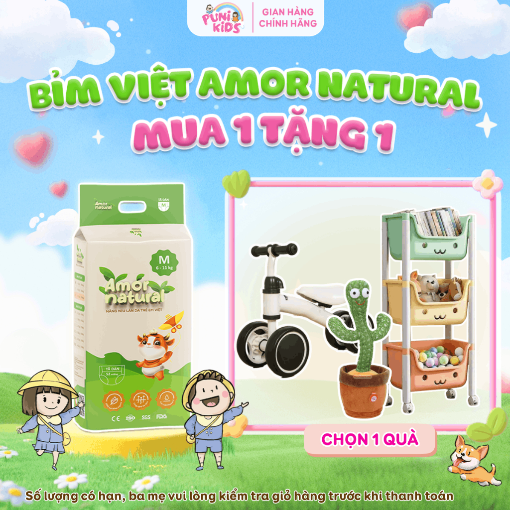 [1A] [XE CHÒI CHÂN/KỆ 3 TẦNG] 01 BỊCH TÃ VIỆT AMOR NATURAL dán/quần,Bỉm Việt chất lượng,mỏng,nhẹ,thấ