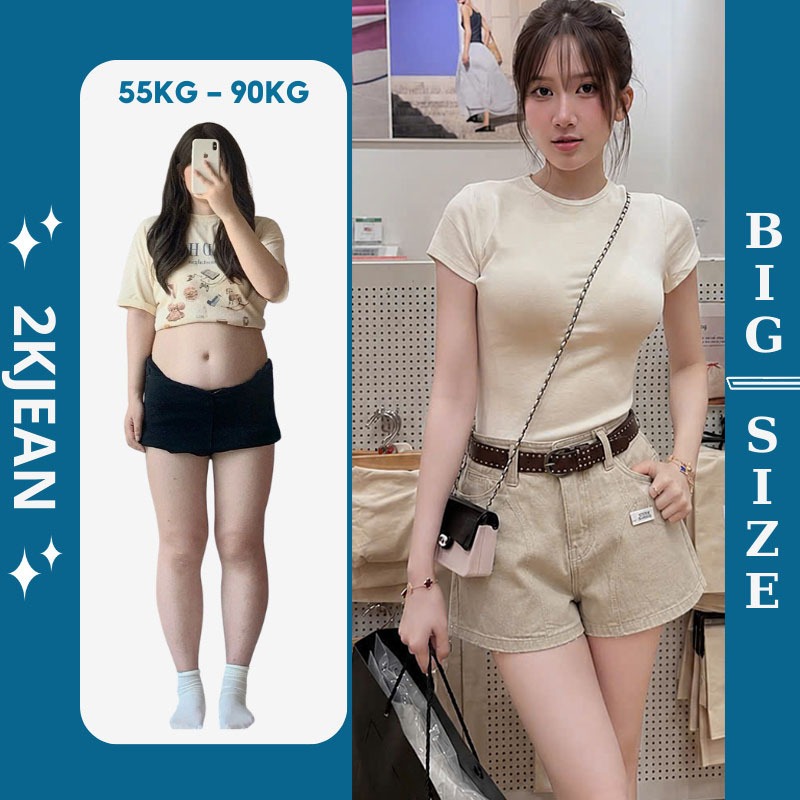 Quần Short Jean Nữ Form Chữ A Bigsize 55–85kg Lưng Cao Che Khuyết Điểm QC1315 – 2KJeans | BigBuy360 - bigbuy360.vn