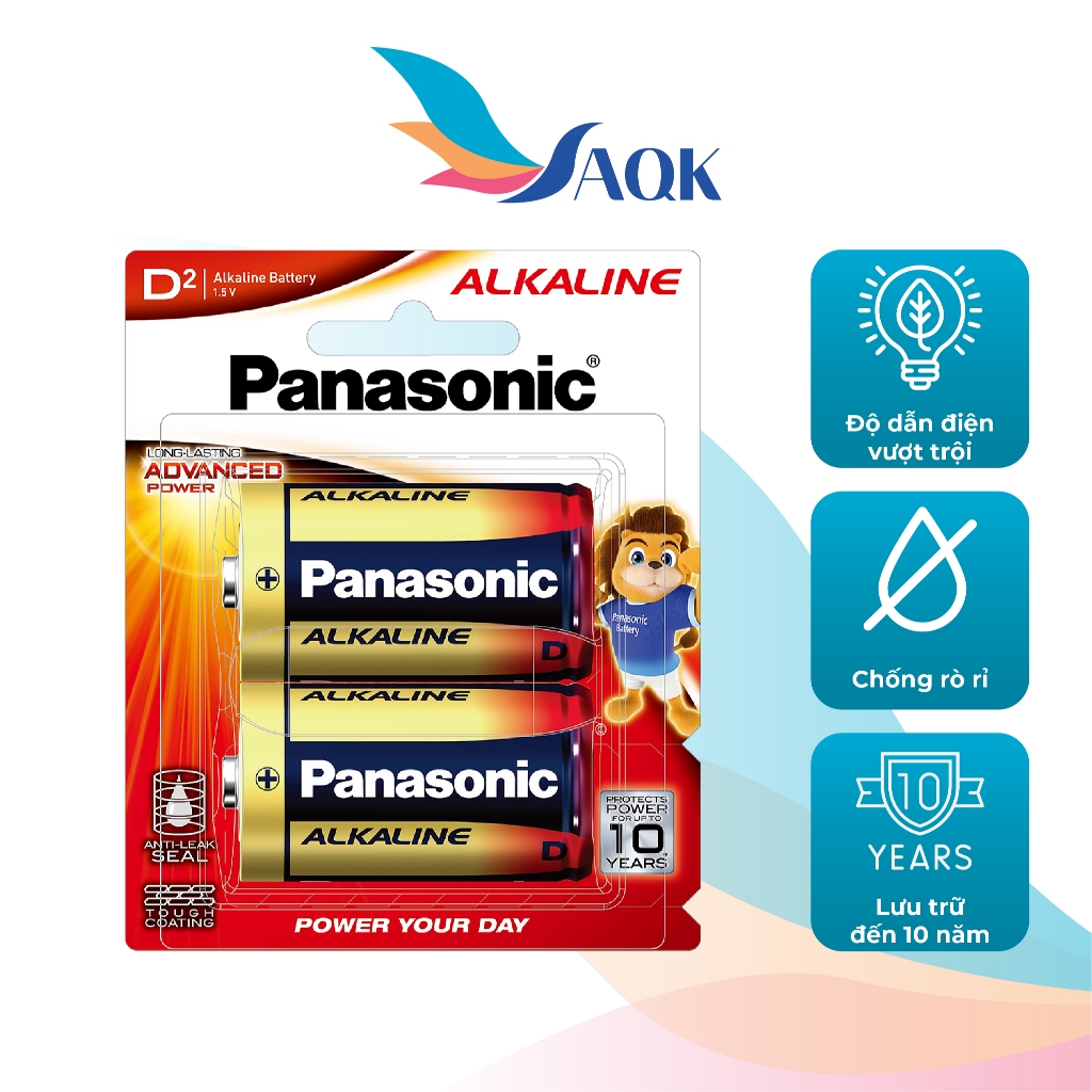 Pin kiềm Đại D Panasonic Alkaline 1.5V LR20T/2B (2 viên/10 viên/12 viên)