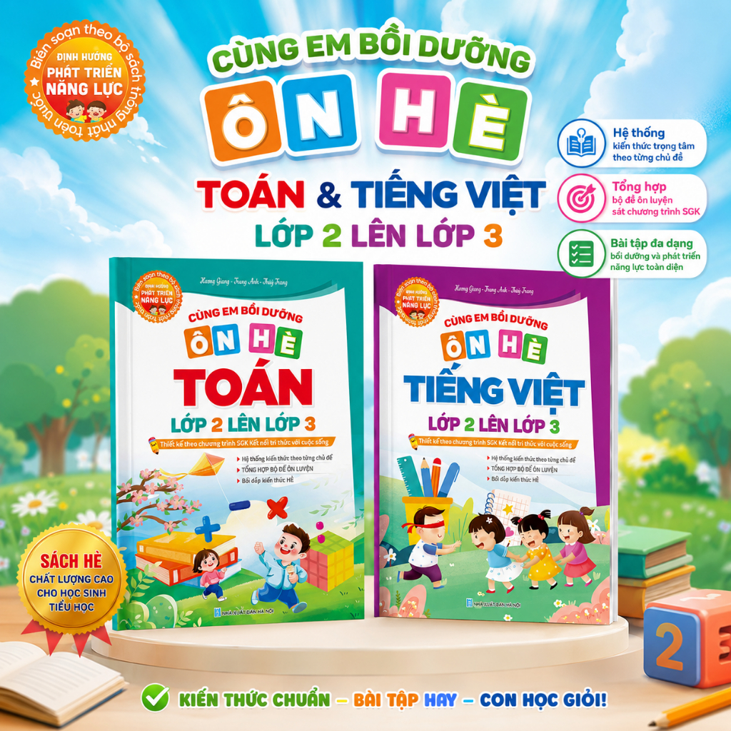Sách [Lớp 2 lên lớp 3] Sách Cùng Em Bồi Dưỡng Ôn Hè Toán Tiếng Việt Từ Lớp 2 lên lớp 3 - Bộ Kết Nối