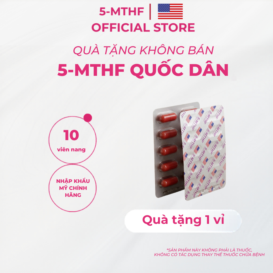 [QUÀ TẶNG] 1 Vỉ 5MTHF Quốc Dân Viên Uống Acid Folic thế hệ mới Ngừa Dị Tật Thai Nhi Hàng Chính Hãng