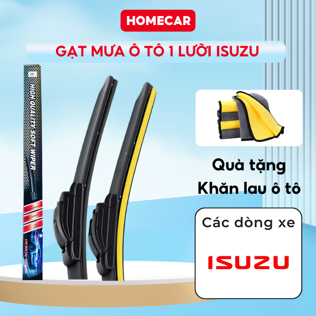 Cần Gạt Nước Ô Tô Isuzu 1 Lưỡi Silicon Cao Cấp Chính Hãng Gạt Êm Sạch Cho Mu-X D-Max Đúng Kích Thước