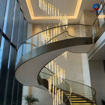Đèn thả thông tầng SuperVilighting trang trí cầu thang đèn chùm thả trần pha lê ONGTHUYTINH-30TAY