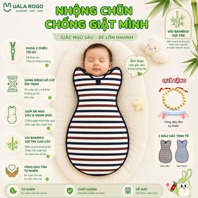 Nhộng chũn cho bé Ualarogo 0-12 tháng chống mình tự ngủ vải sợi tre Bamboo co giãn thoáng mát 2450