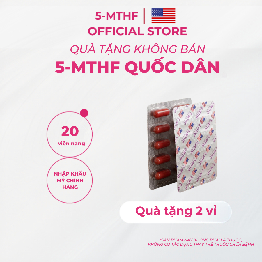 [QUÀ TẶNG] 2 Vỉ 5MTHF chính hãng vitamin tổng hợp cho bầu chứa acid folic dạng chuyển hóa cuối cùng