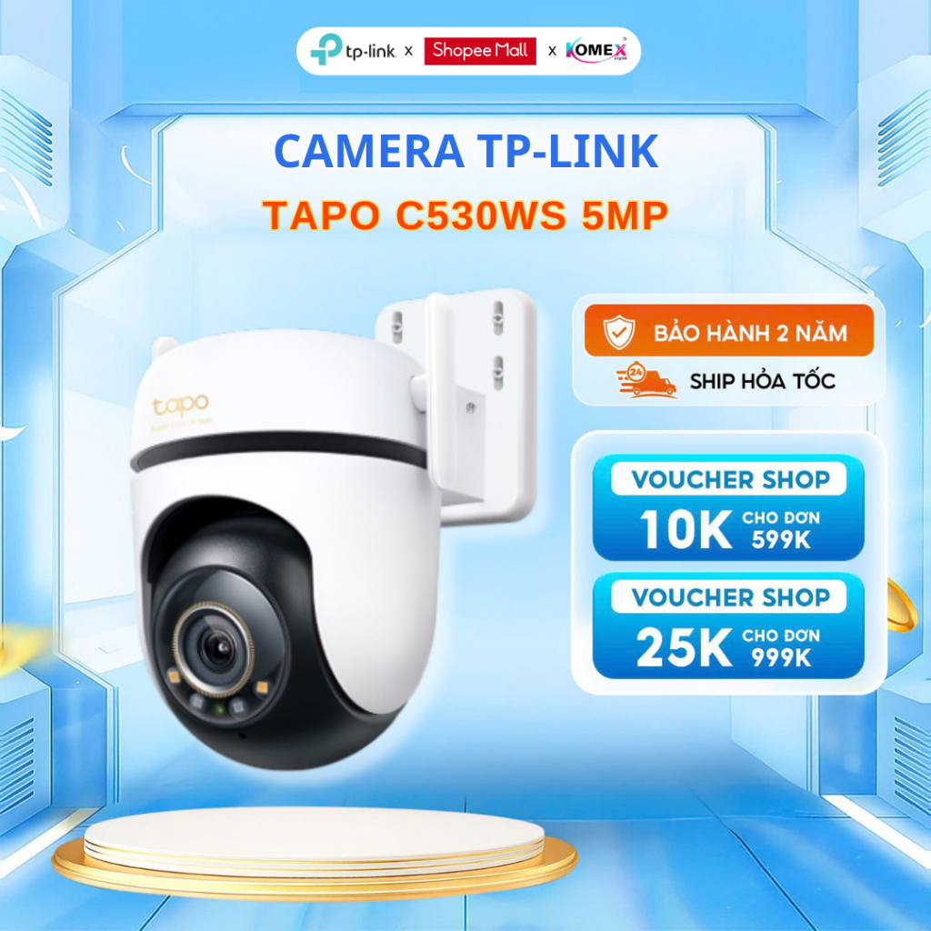Camera Wifi An Ninh Ngoài Trời TP-Link TAPO C530WS 5MP 3K Quay Màu Đêm Tính Năng AI Cao Cấp