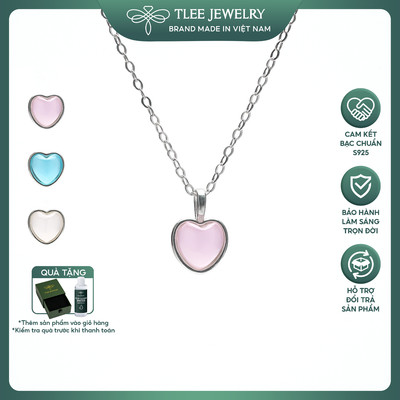 Dây chuyền bạc nữ TLEE mặt đá tim hồng vintage TLEE JEWELRY D0252