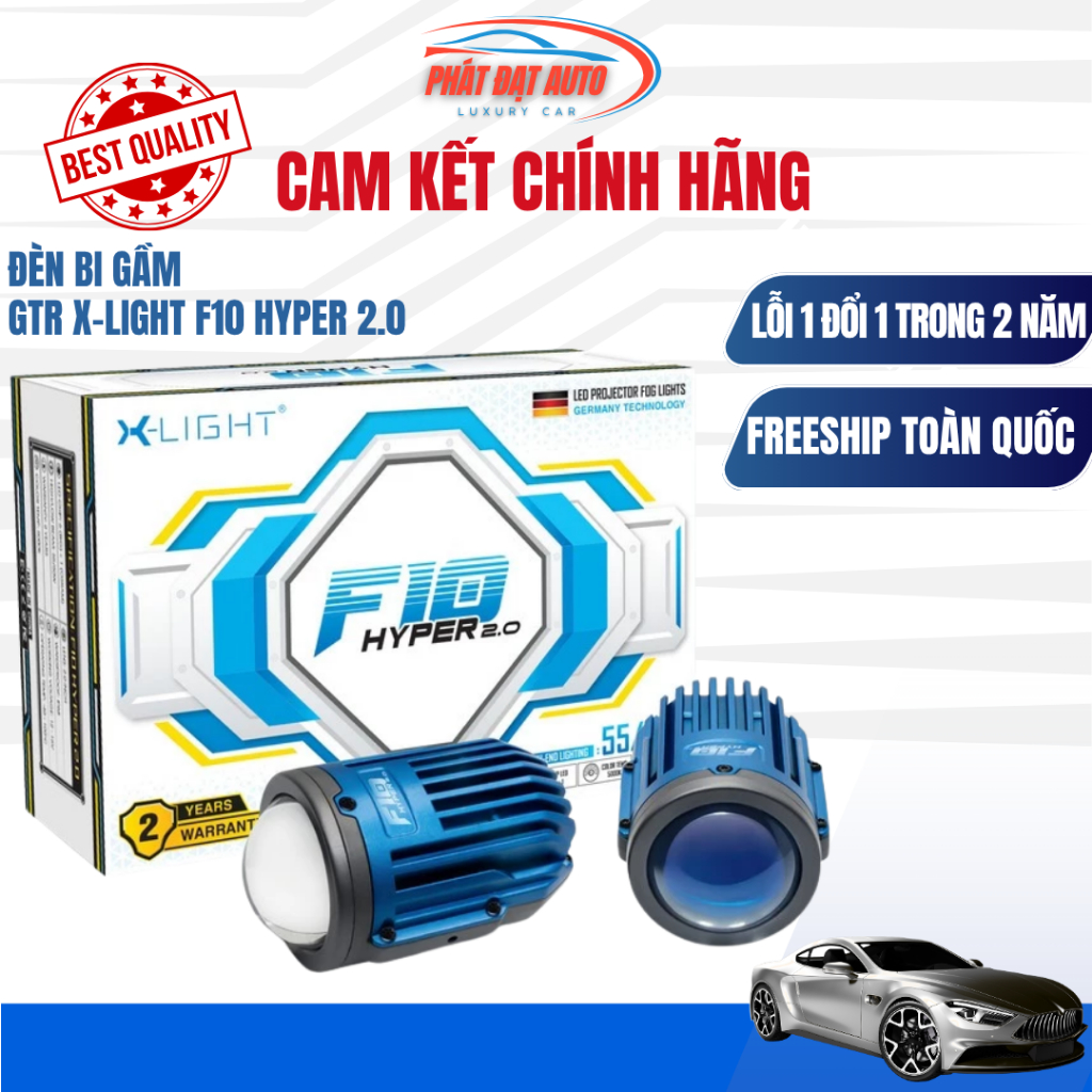 Bi Gầm GTR X-Light F10 Hyper 2.0 chính hãng, bản nâng cấp 2025, chip Osram 55W, ánh sáng 5000K