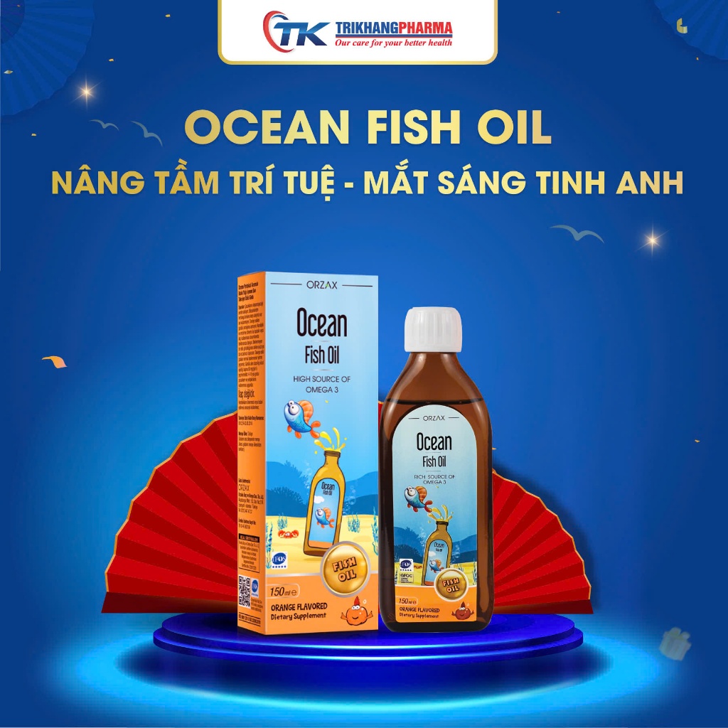 Dầu Cá Cho Bé Omega 3 DHA EPA Ocean Fish Oil ORZAX Bổ Sung Vitamin Khoáng Chất Phát Triển Trí Não Th