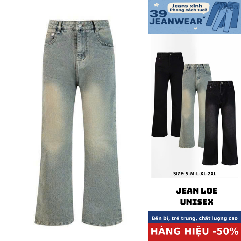 Quần Jean Nam Dài Ống Loe Nhẹ Màu Vintage Chất Denim Cao Cấp Phong Cách Hàn Quốc Có Túi LILOHA