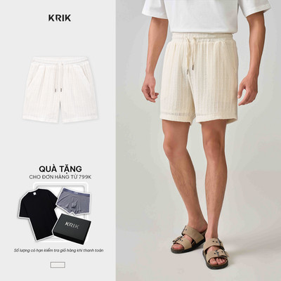 Quần Short Nam KRIK Form Classic Thiết Kế Cạp Chun Dây Rút Dáng Ngắn Hiện Đại Phóng Khoáng QS8187