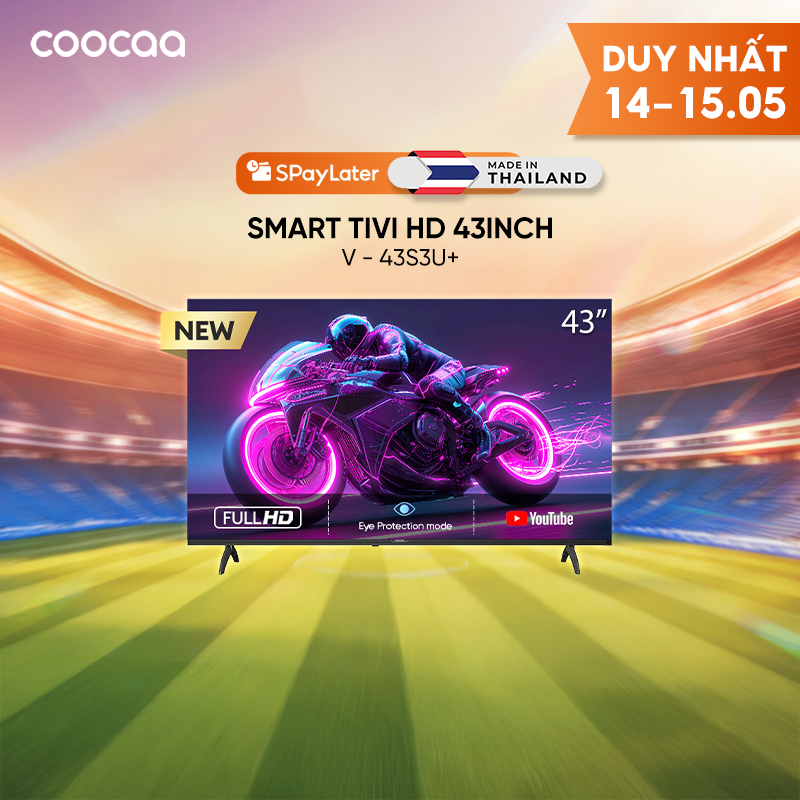 [Miễn phí lắp đặt HN-HCM] SMART Tivi FHD 43 Inch 43S3U+ Coocaa inch - tivi giá rẻ