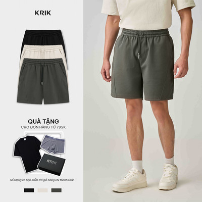 Quần Short Nỉ Nam KRIK Form Classic Thiết Kế Cạp Chun Co Dãn Kèm Dây Rút Năng Động Thoải Mái QS8171
