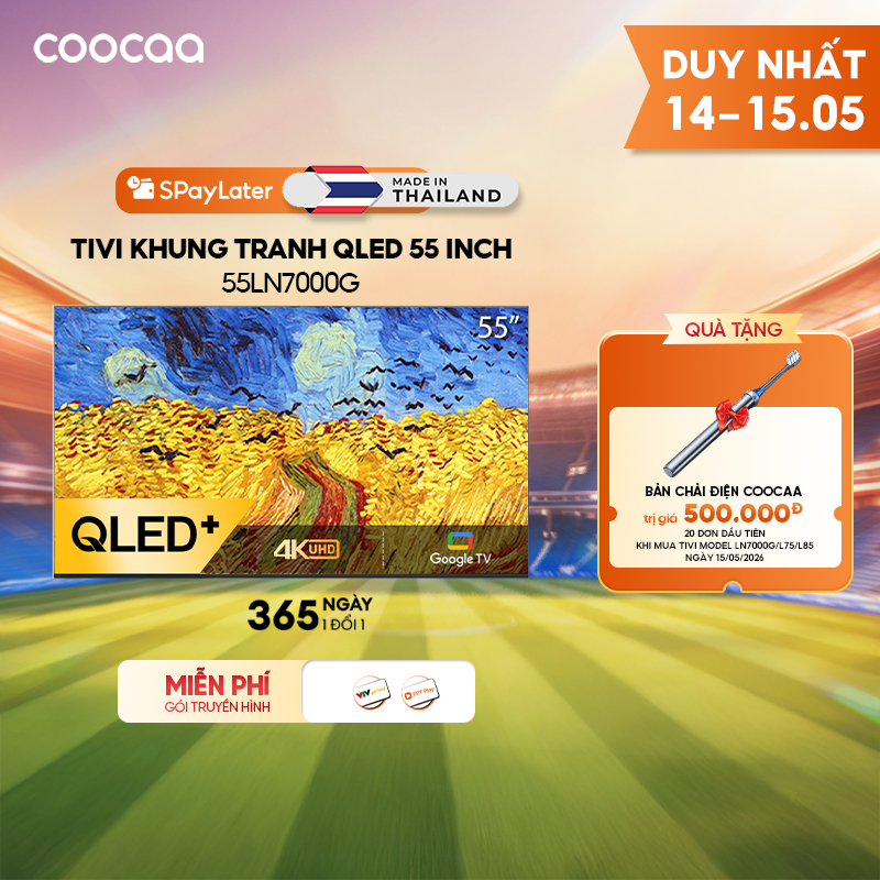 [Miễn phí lắp đặt HN-HCM] Smart tivi COOCAA 55 inch Qled 4K tivi Khung Tranh Google Frame+ 55LN7000G