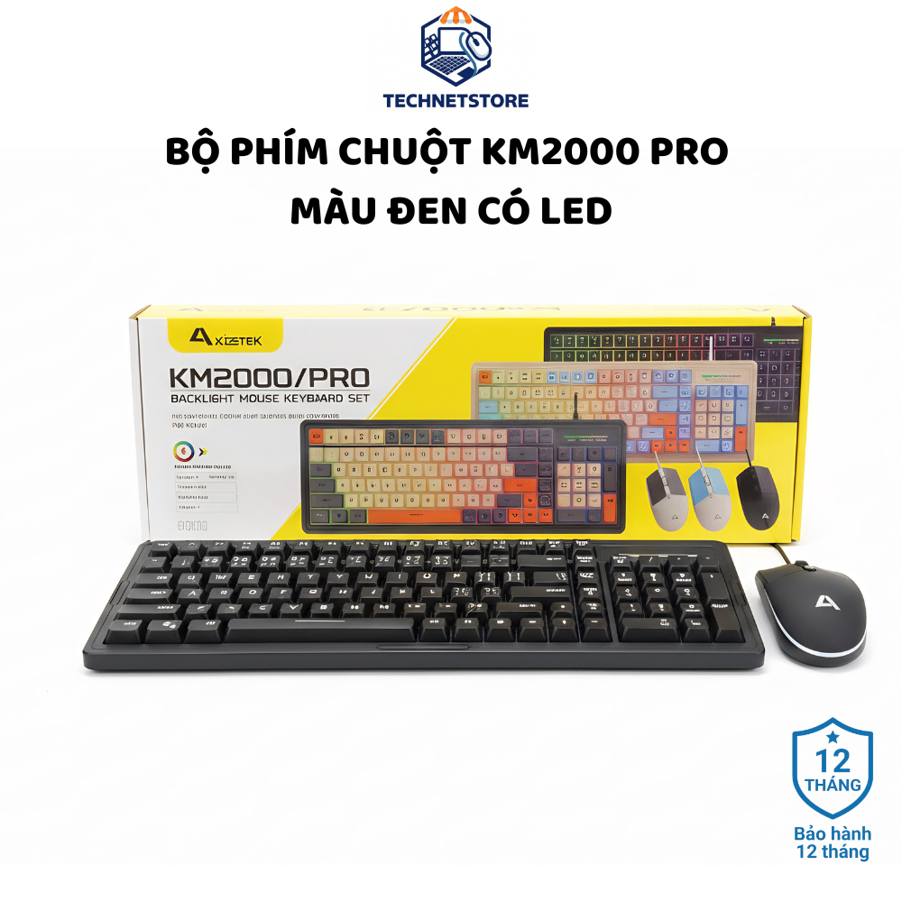 Bộ Phím Chuột Giả Cơ Asestek KM2000 Pro - Đèn LED RGB 7 Màu, Thiết Kế Công Thái Học, Chuyên Game & V