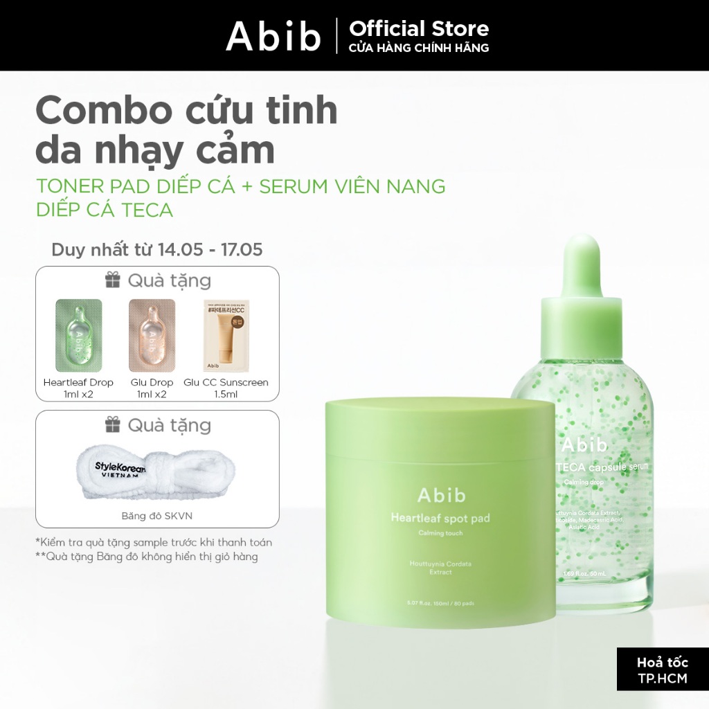 Bộ 2 sản phẩm Abib toner pad diếp cá và serum viên nang diếp cá TECA