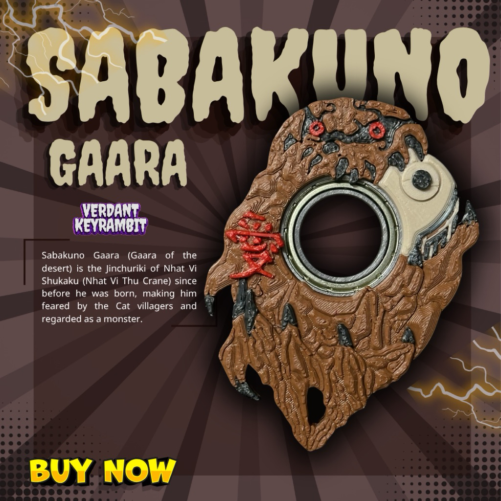 Keyrambit Sabakuno Gaara Nhất Vĩ x Fainai - Chất liệu nhựa in 3D - Móc khoá xả stress