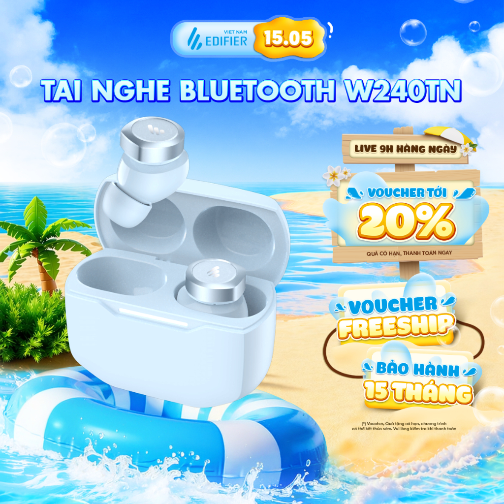 Tai nghe Bluetooth 5.3 True Wireless EDIFIER W240TN | Khử tiếng ồn AI DNN | Bluetooth nâng cao V5.3 