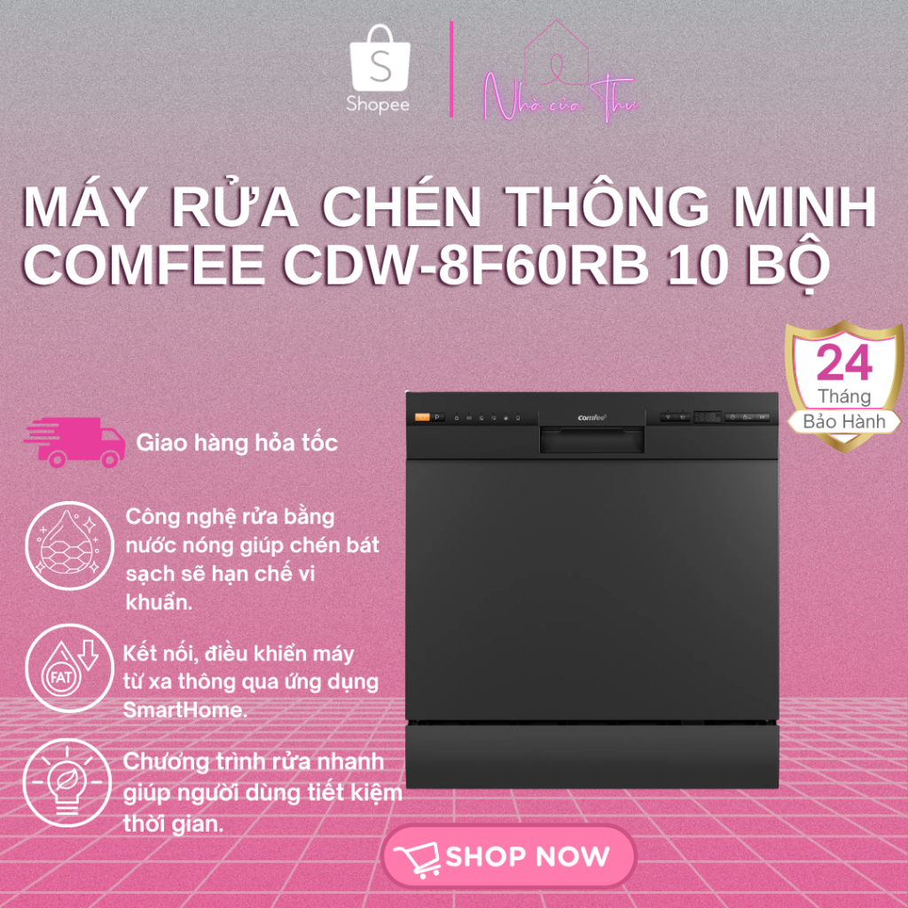 Máy rửa chén thông minh Comfee​ CDW-8F60RB 10 bộ - Bảo hành 24 tháng