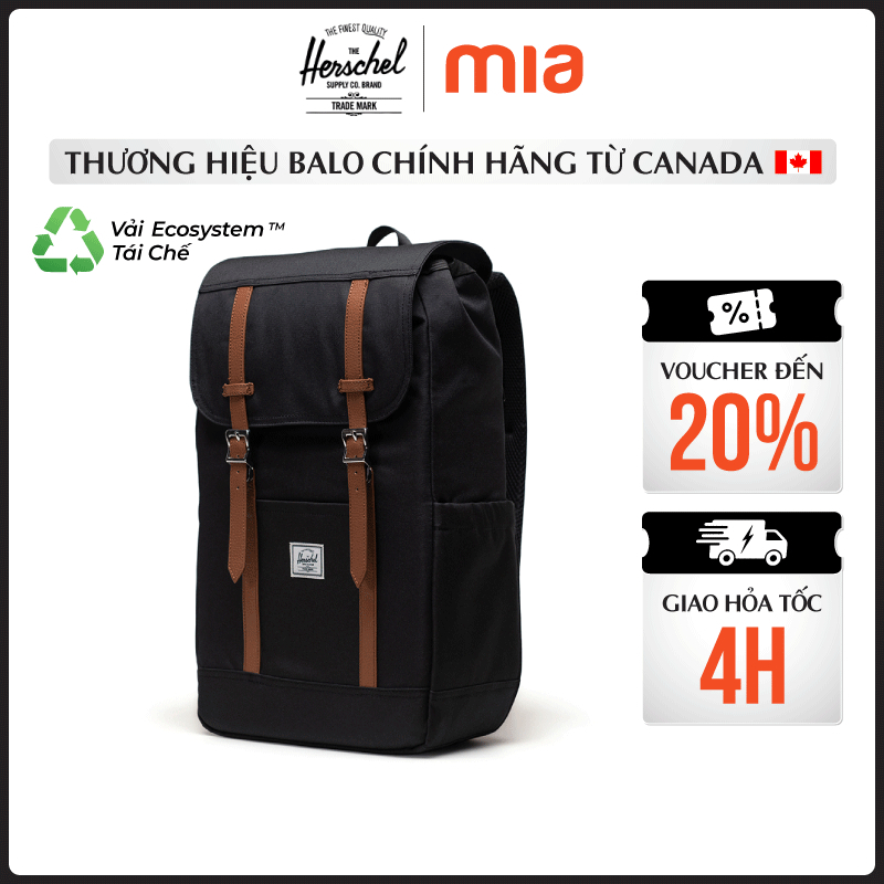Balo Herschel Retreat TM Standard 15/16" - Chất Liệu Vải EcoSystem Cao Cấp, Hạn Chế Thấm Nước, Thiết