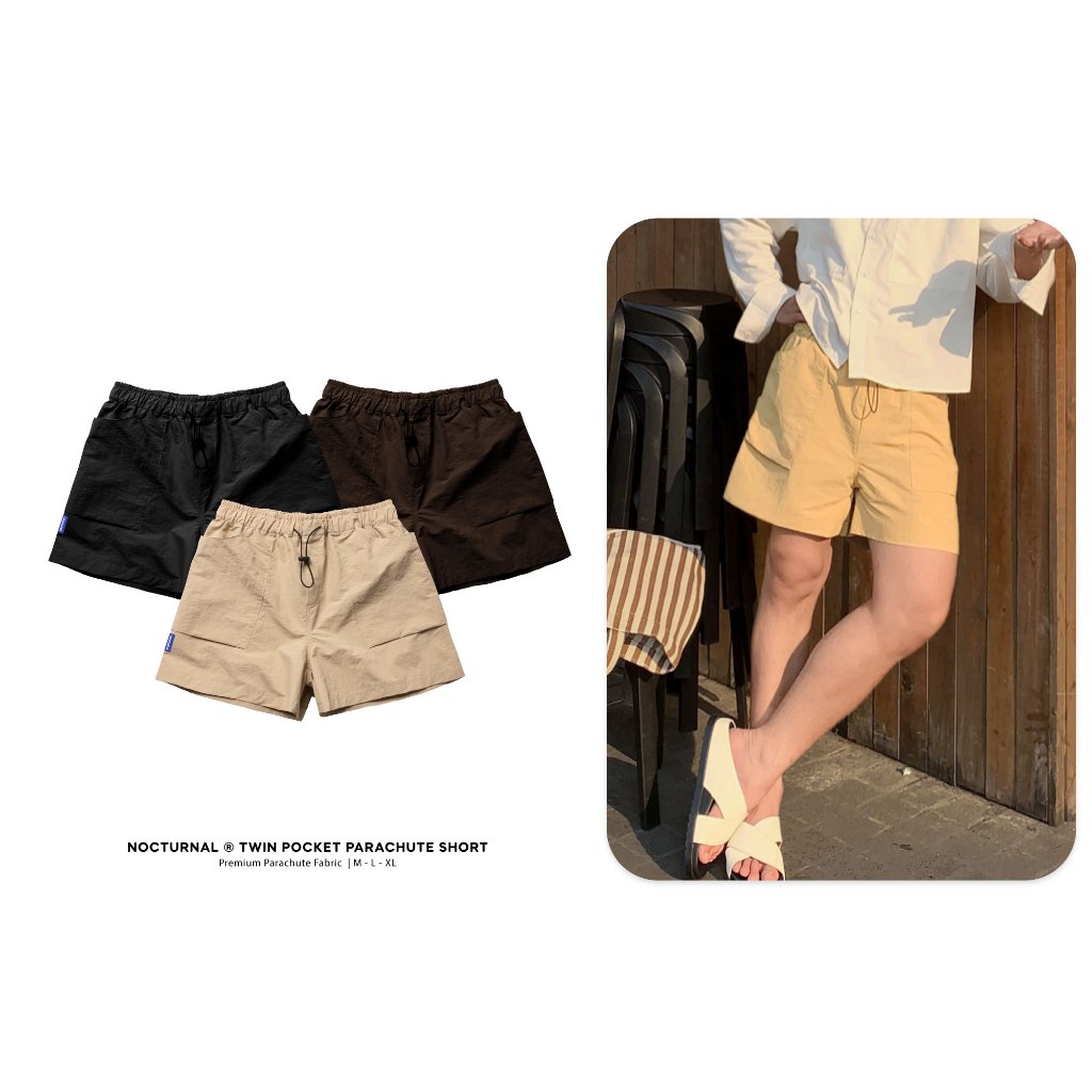Quần Short Dù Form Ngắn Trên Gối NOCTURNAL Twin Pocket Parachute Short Unisex Nam Nữ Local Brand Túi Đôi Kháng Nước