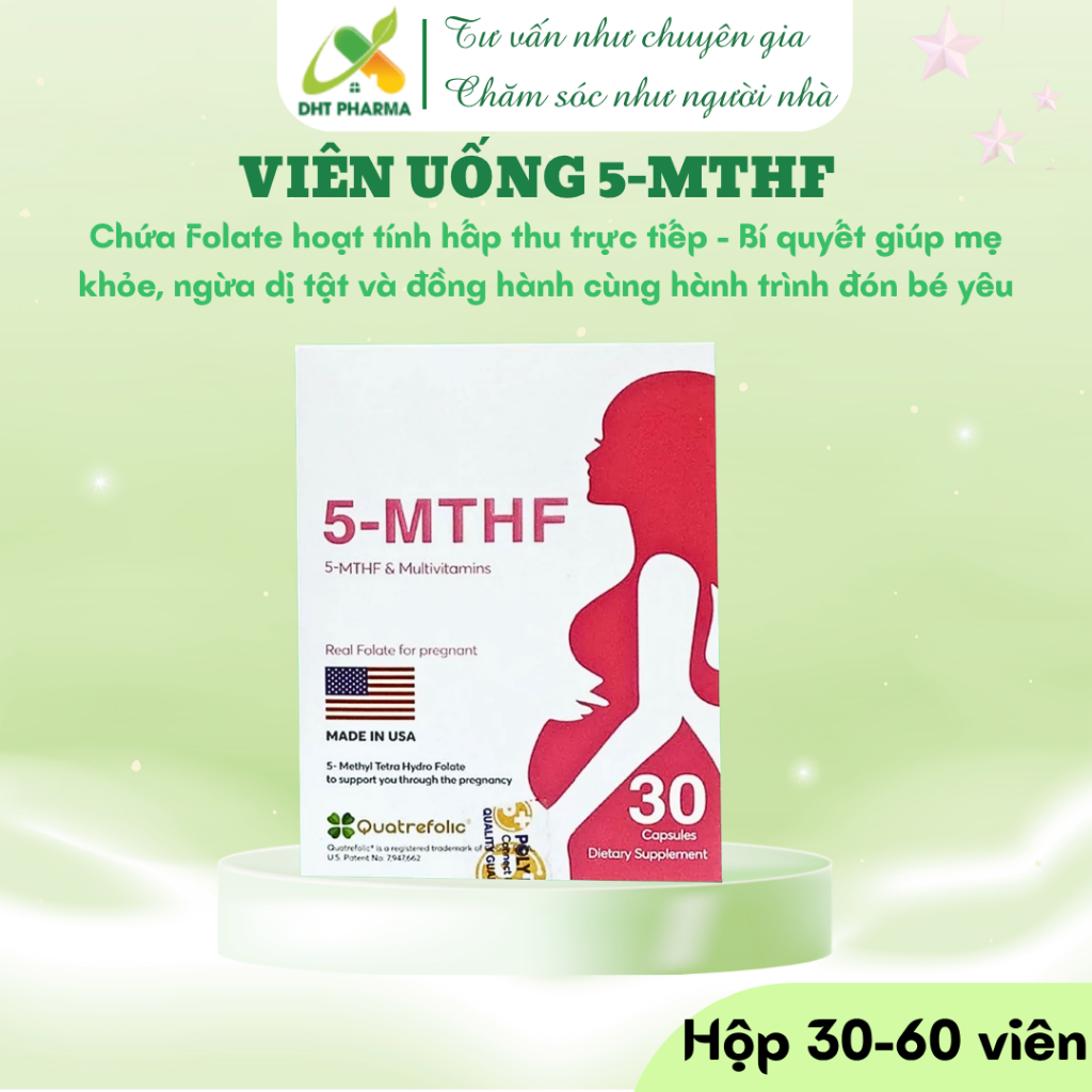 [CHÍNH HÃNG] Viên uống 5-MTHF  (Mỹ) - Vitamin Tổng Hợp Cho Bà Bầu, Hỗ Trợ IVF, IUI Hộp 30 viên