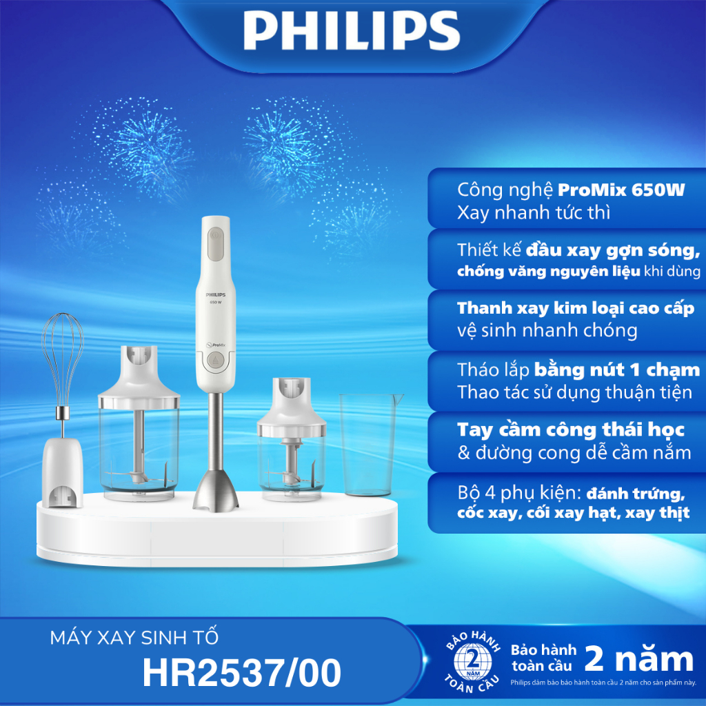 Máy xay cầm tay Philips HR2537/00 - Hàng chính hãng - Bảo hành 24 tháng