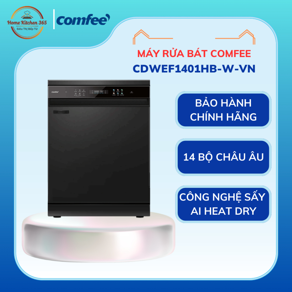 Máy rửa chén Comfee CDWEF1401HB-W-VN – Tiết kiệm nước, kháng khuẩn