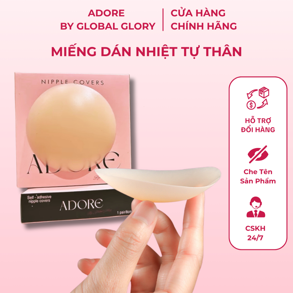 Dán ngực silicon ADORE nhiệt tự thân không keo, dán siêu dính tái sử dụng nhiều lần