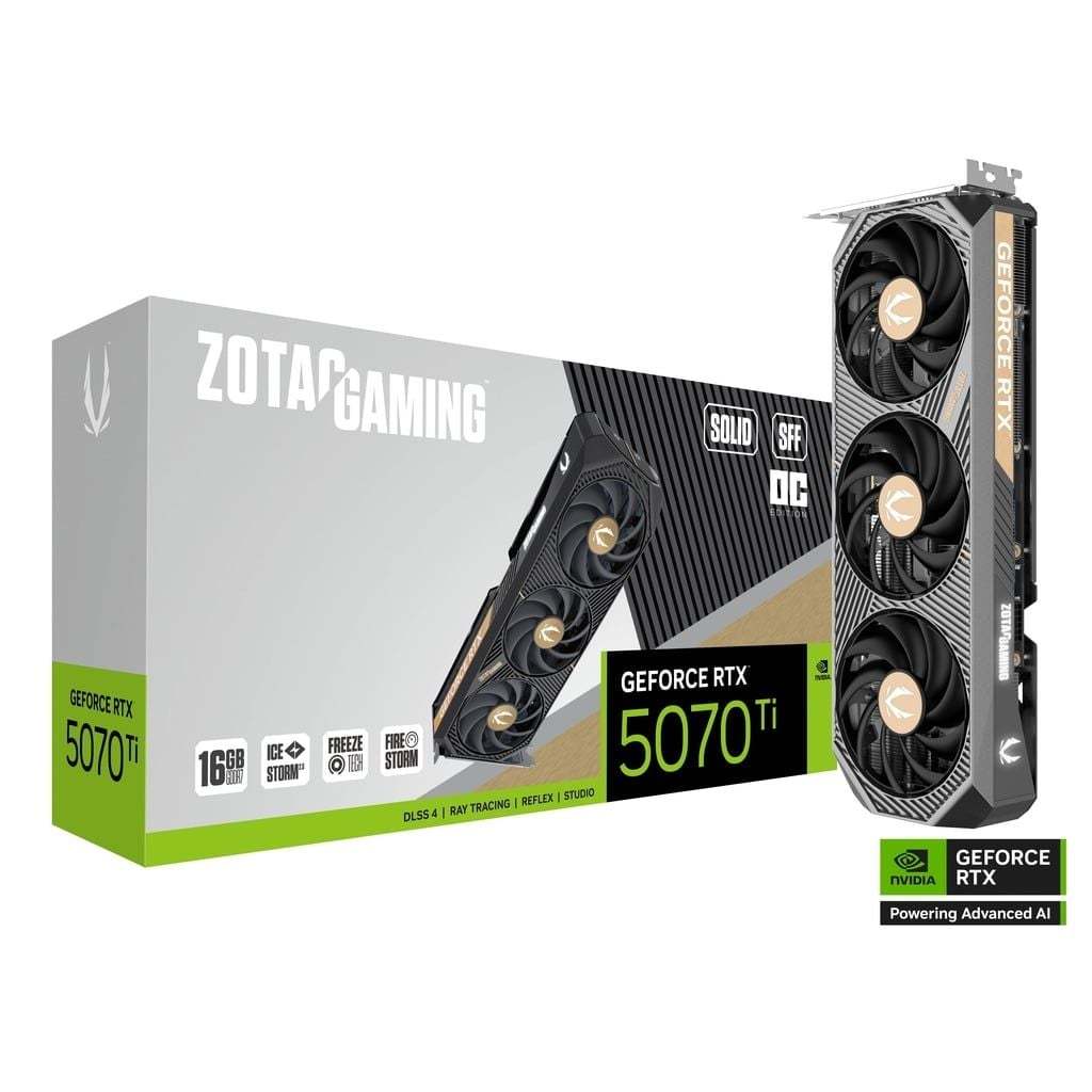 VGA ZOTAC GAMING GEFORCE RTX 5070 TI SOLID SFF OC 16GB GDDR7 3 FAN NEW