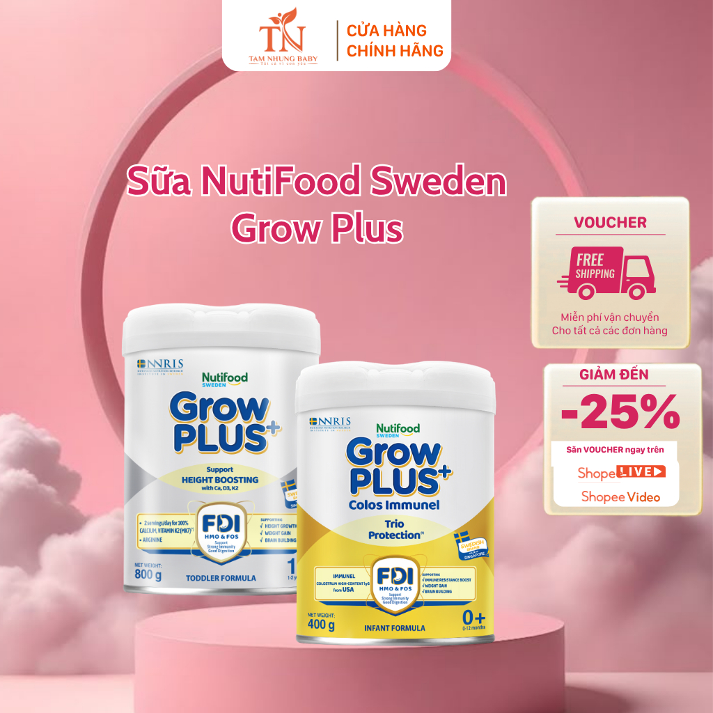 Sữa NutiFood Sweden Grow Plus 800g – Tăng Cân, Tăng Sức Đề Kháng, Dành Cho Bé Suy Dinh Dưỡng – Tâm N