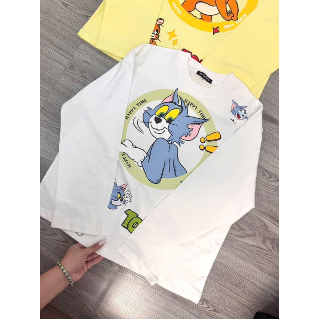 [Vải Xịn] Áo Thun Dài Tay Tom & Jerry Cartoon Cotton Cao Cấp Form Rộng - Mỹ Tú Store