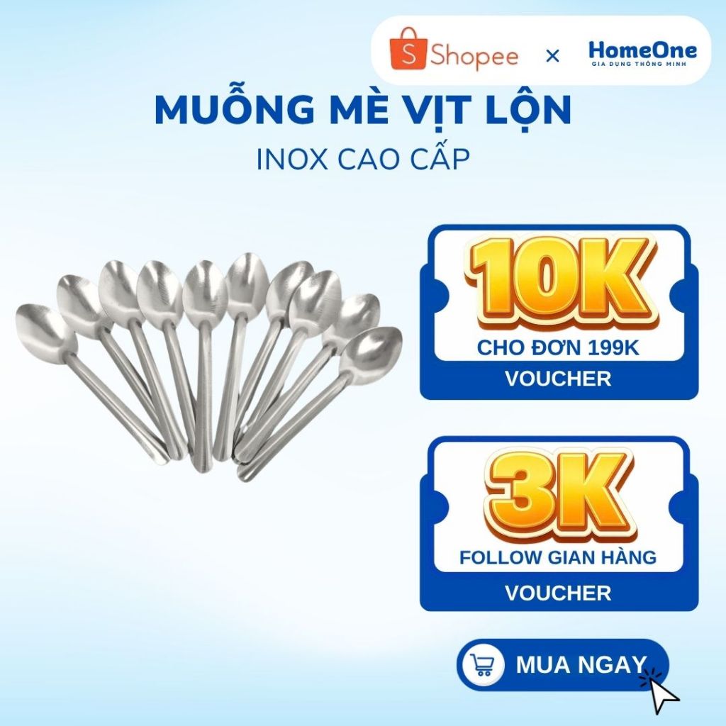Combo 10 muỗng nhỏ hột vịt lộn 1 ly - Muỗng mè mini inox cao cấp - HomeOne
