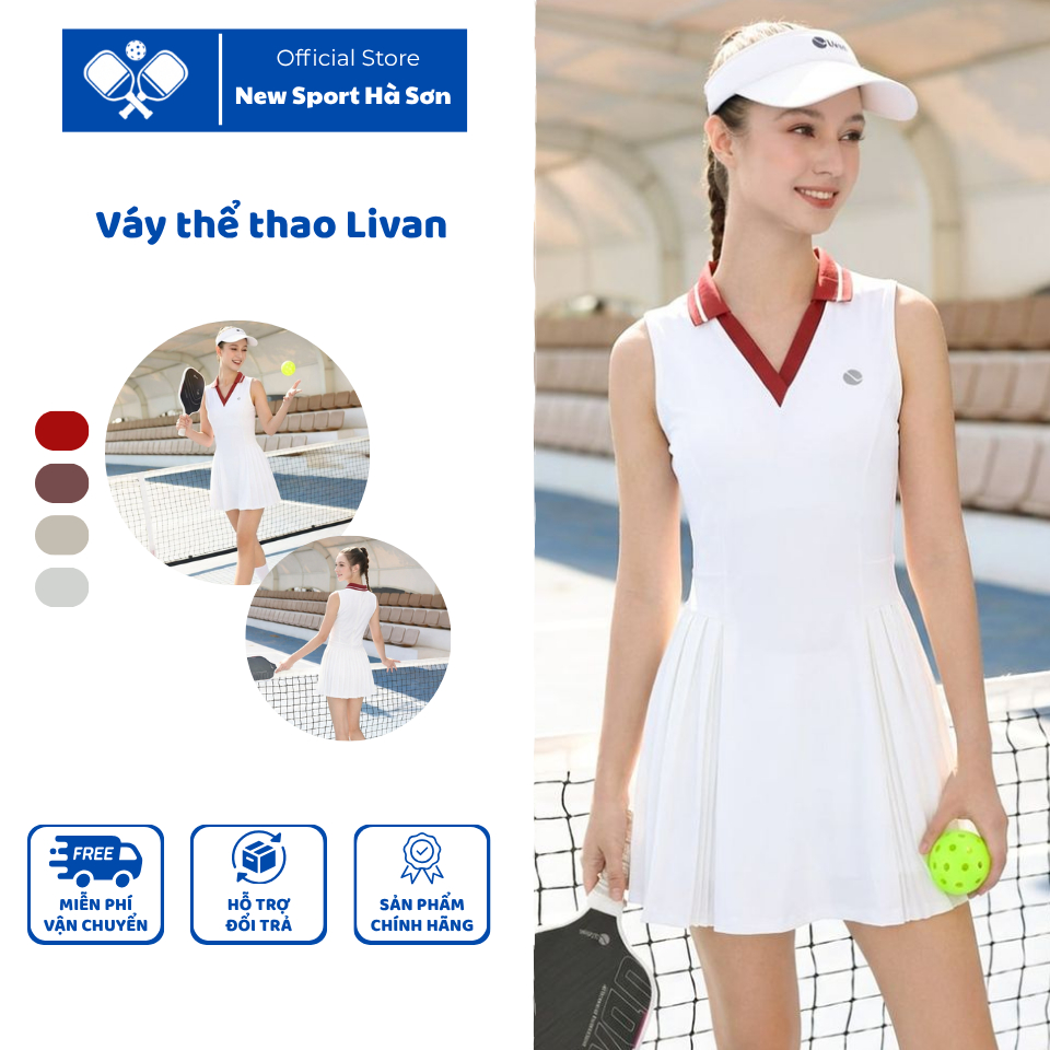 Váy liền nữ xếp ly Livan LV26S04F405 tôn vóc dáng