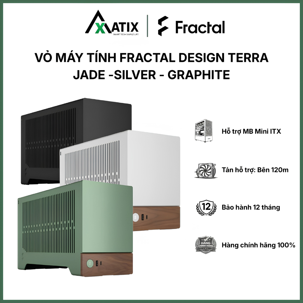 [CHÍNH HÃNG] Vỏ case máy tính mini FRACTAL DESIGN Terra Gỗ óc chó cao cấp | Nhỏ gọn tinh tế | mITX -