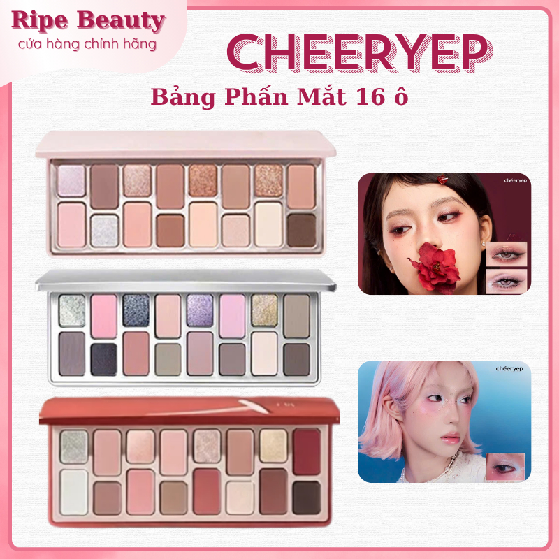 [QianYan] Bảng Phấn Mắt 16 Ô Cheeryep QIANYAN Đa Dạng Tone Màu, Nhũ Lì Bám Phấn Lấp Lánh