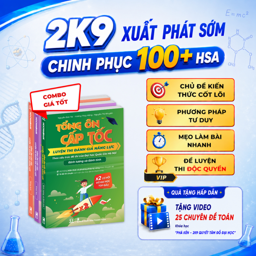 [HSA 2026] Sách Tổng ôn cấp tốc luyện thi Đánh giá năng lực - ĐHQG HN - HOCMAI